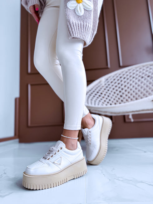 Ādas imitācijas botas "COLLABORATION" - bēšas
